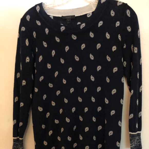 J. Crew bandana print tippi sweater in blue - Picture 2 of 5
